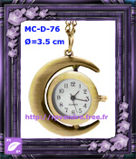 Montre Collier Fantaisie Rotative Croissant de Lune